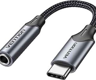 Vention USB-C Male to 3.5MM Earphone Jack With DAC Adapter 0.1M Gray Aluminum Alloy Type, BGMHA