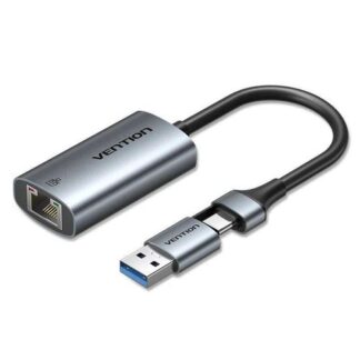 Vention USB-C + USB-A to Gigabit Ethernet Adapter 0.15M Gray Aluminum Alloy Type - CFQHB