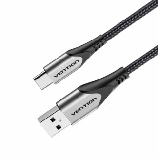 Vention USB 2.0 A Male to 2-in-1 Micro-B & USB-C Male 3A Cable 0.5M Gray Aluminum Alloy Type - CQEHD