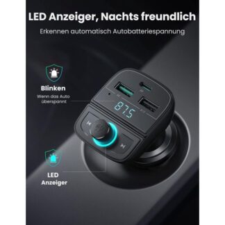 UGREEN Bluetooth Car Charger (5.0+PD+QC3.0) Black - CD229