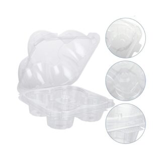 Clear 4-Cup Cupcake Container with Dome
