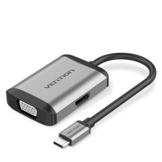 Vention Type-C to HDMI/VGA/USB3.0/PD Converter 0.15M Gray Metal Type - TFAHB
