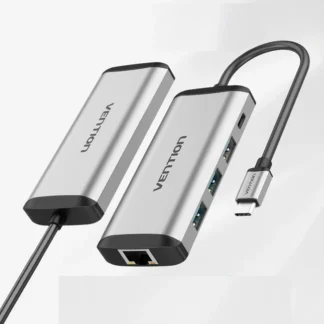 Vention USB-C to USB3.0x4/PD Hub 0.15M Gray Aluminum Alloy Type - TNBHB